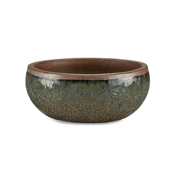 9 in. Lyra Ceramic Black Planter Outdoor Planters LOOMLAN By Currey & Co