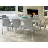 9 Piece Gray-White Outdoor Dining Table Set With Sunbrella Outdoor Dining Sets LOOMLAN By LOOMLAN