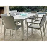 9 Piece Gray-White Outdoor Dining Table Set With Sunbrella Outdoor Dining Sets LOOMLAN By LOOMLAN