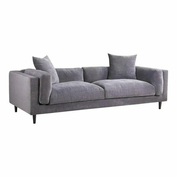 90.5" Light Grey Corduroy Couch Low Back Midcentury Sofa Sofas & Loveseats LOOMLAN By Moe's Home