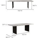 94" White Rectangular Dining Table Live Edge Seats 8 or 10 Dining Tables LOOMLAN By Moe's Home