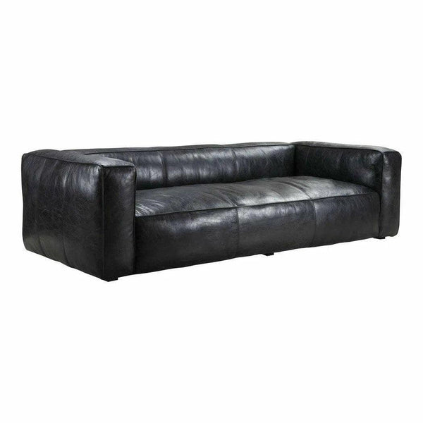 96.5 Inch Sofa Darkstar Black Leather Black Contemporary Sofas & Loveseats LOOMLAN By Moe's Home