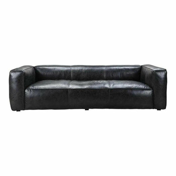 96.5 Inch Sofa Darkstar Black Leather Black Contemporary Sofas & Loveseats LOOMLAN By Moe's Home