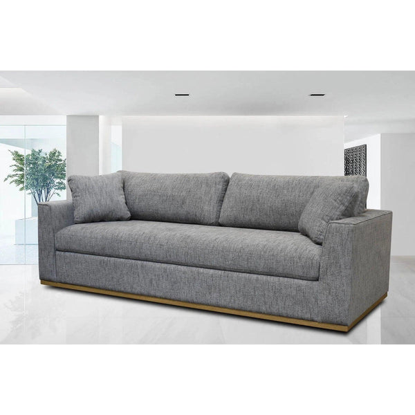 97" Grey Woven Linen Loose Pillow Back Sofa With Throw Pillows Sofas & Loveseats LOOMLAN By LH Imports