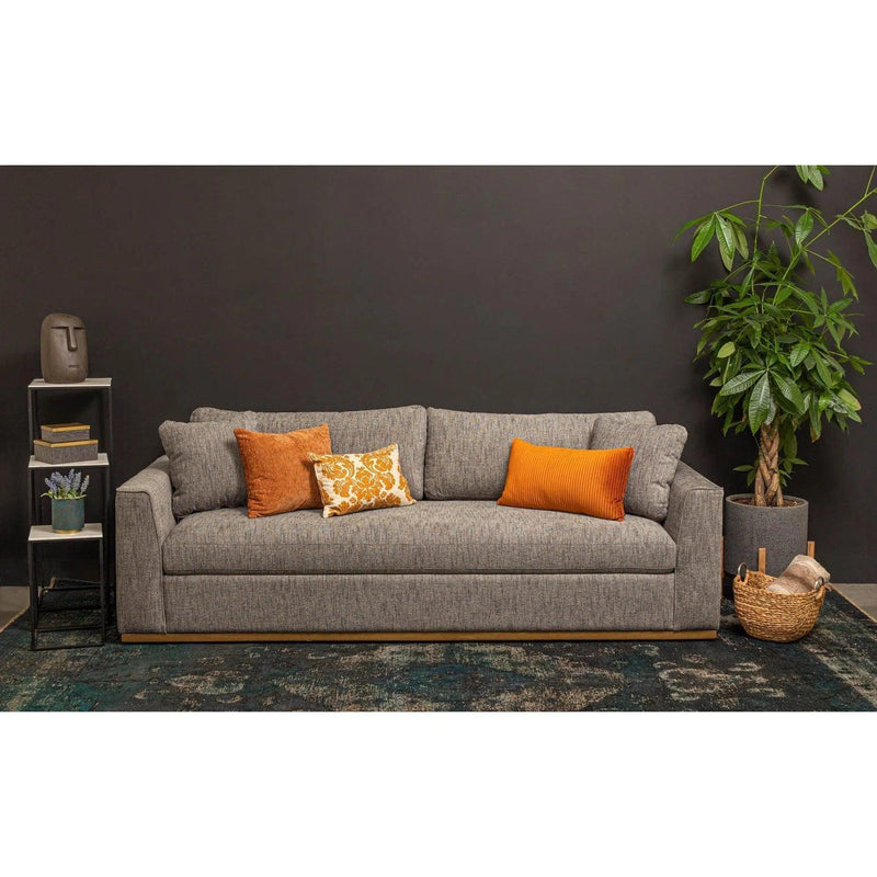 97" Grey Woven Linen Loose Pillow Back Sofa With Throw Pillows Sofas & Loveseats LOOMLAN By LH Imports