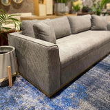 97" Grey Woven Linen Loose Pillow Back Sofa With Throw Pillows Sofas & Loveseats LOOMLAN By LH Imports