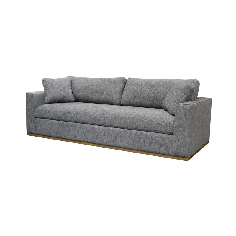 97" Grey Woven Linen Loose Pillow Back Sofa With Throw Pillows Sofas & Loveseats LOOMLAN By LH Imports