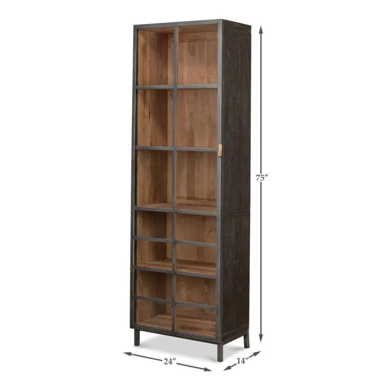 A Gem Of A Handle Display Cabinet Glass Doors Left Grey Bookcases LOOMLAN By Sarreid