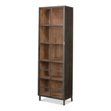 A Gem Of A Handle Display Cabinet Glass Doors Left Grey Bookcases LOOMLAN By Sarreid