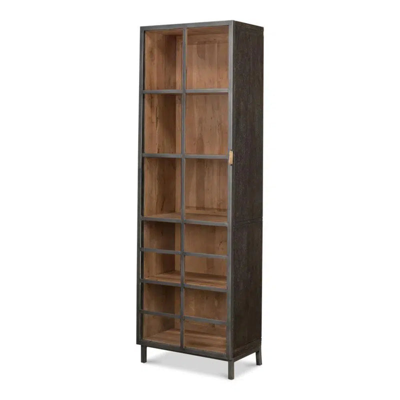 A Gem Of A Handle Display Cabinet Glass Doors Left Grey Bookcases LOOMLAN By Sarreid