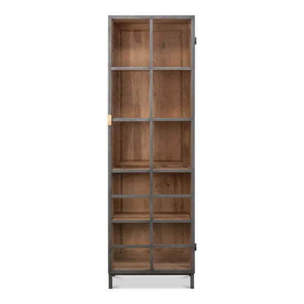 A Gem Of A Handle Display Cabinet Glass Doors Right Grey Bookcases LOOMLAN By Sarreid