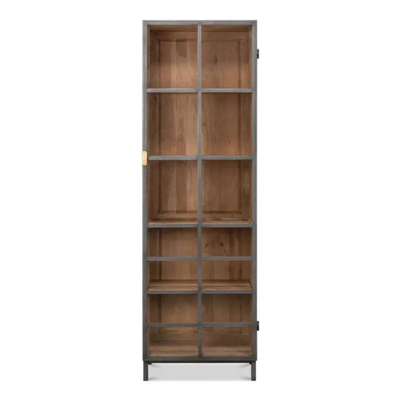 A Gem Of A Handle Display Cabinet Glass Doors Right Grey Bookcases LOOMLAN By Sarreid