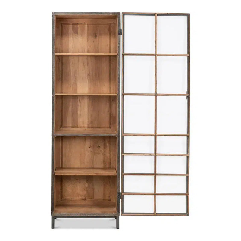 A Gem Of A Handle Display Cabinet Glass Doors Right Grey Bookcases LOOMLAN By Sarreid