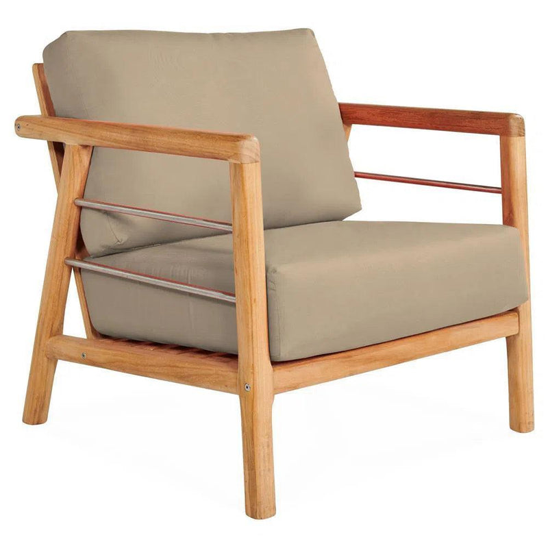 Aalto Teak Deep Seating Outdoor Club Chair with Sunbrella Cushion Outdoor Lounge Chairs LOOMLAN By HiTeak