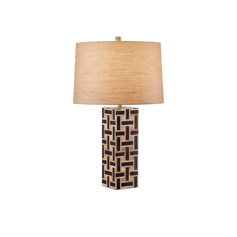 Aarna Wood and Composite Black Table Lamp Table Lamps LOOMLAN By Currey & Co