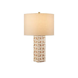 Aarna Wood and Composite Cream Table Lamp Table Lamps LOOMLAN By Currey & Co