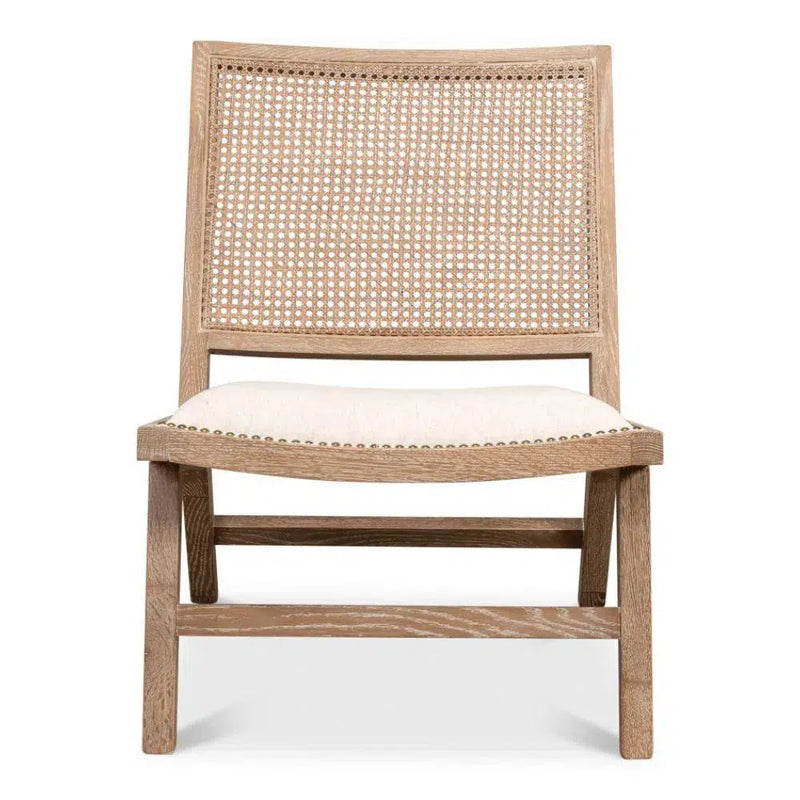 Abella Chair Whitewash Wood Cotton Accent Chairs LOOMLAN By Sarreid