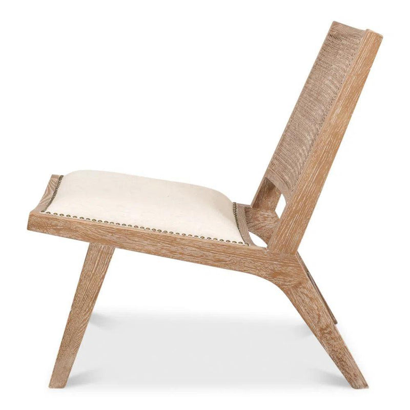 Abella Chair Whitewash Wood Cotton Accent Chairs LOOMLAN By Sarreid