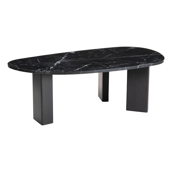 Aberdeen Black Marble and Wood Geometric Coffee Table Coffee Tables LOOMLAN By Zuo Modern