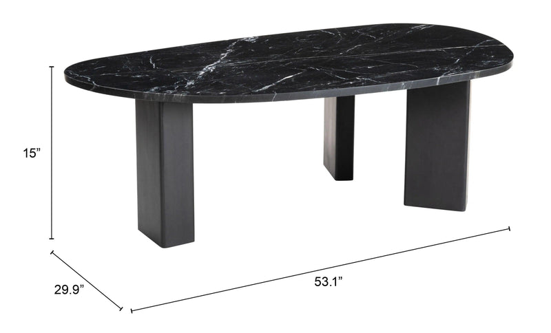 Aberdeen Black Marble and Wood Geometric Coffee Table Coffee Tables LOOMLAN By Zuo Modern