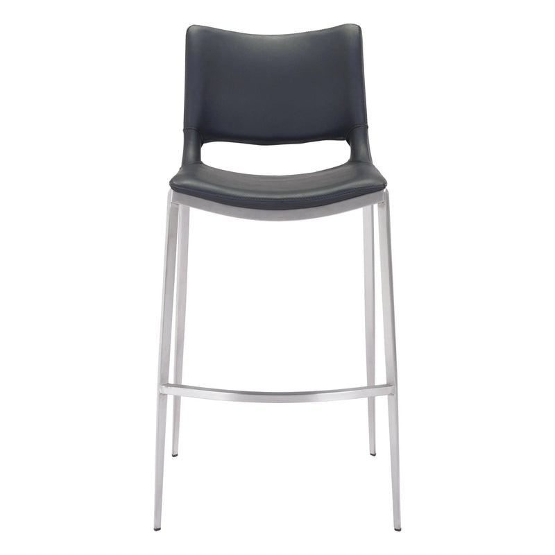 Ace Black & Silver Bar Chair (Set of 2) Bar Stools LOOMLAN By Zuo Modern