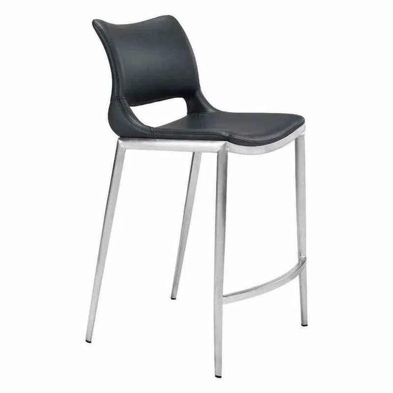 Ace Counter Chair (Set of 2) Black & Silver Counter Stools LOOMLAN By Zuo Modern