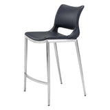 Ace Counter Chair (Set of 2) Black & Silver Counter Stools LOOMLAN By Zuo Modern