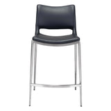 Ace Counter Chair (Set of 2) Black & Silver Counter Stools LOOMLAN By Zuo Modern