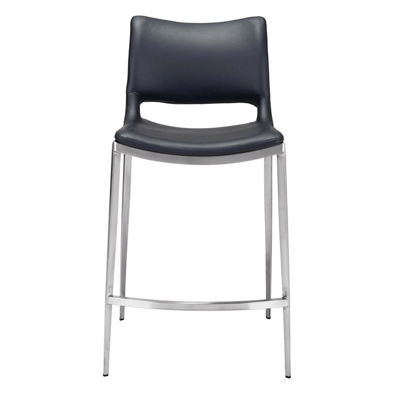 Ace Counter Chair (Set of 2) Black & Silver Counter Stools LOOMLAN By Zuo Modern