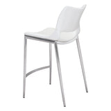 Ace Counter Chair (Set of 2) White & Silver Counter Stools LOOMLAN By Zuo Modern