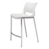 Ace Counter Chair (Set of 2) White & Silver Counter Stools LOOMLAN By Zuo Modern