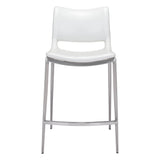 Ace Counter Chair (Set of 2) White & Silver Counter Stools LOOMLAN By Zuo Modern