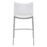 Ace Counter Chair (Set of 2) White & Silver Counter Stools LOOMLAN By Zuo Modern