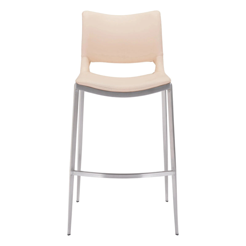 Ace Light Pink & Silver Bar Chair (Set of 2) Bar Stools LOOMLAN By Zuo Modern