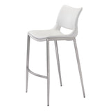 Ace White & Silver Bar Chair (Set of 2) Bar Stools LOOMLAN By Zuo Modern