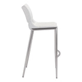 Ace White & Silver Bar Chair (Set of 2) Bar Stools LOOMLAN By Zuo Modern