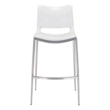 Ace White & Silver Bar Chair (Set of 2) Bar Stools LOOMLAN By Zuo Modern