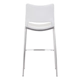 Ace White & Silver Bar Chair (Set of 2) Bar Stools LOOMLAN By Zuo Modern