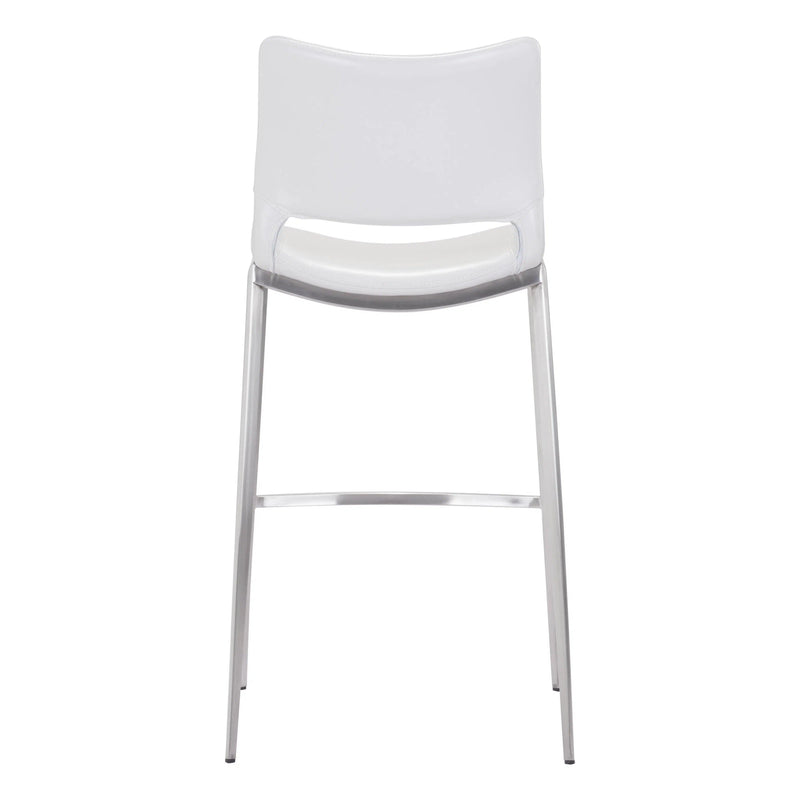 Ace White & Silver Bar Chair (Set of 2) Bar Stools LOOMLAN By Zuo Modern