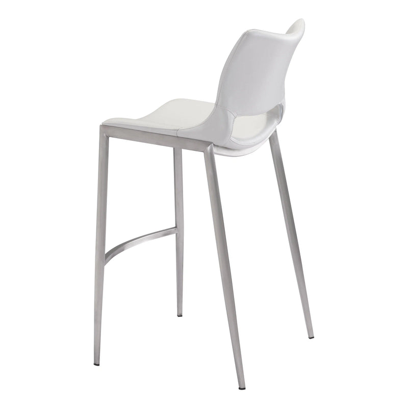 Ace White & Silver Bar Chair (Set of 2) Bar Stools LOOMLAN By Zuo Modern