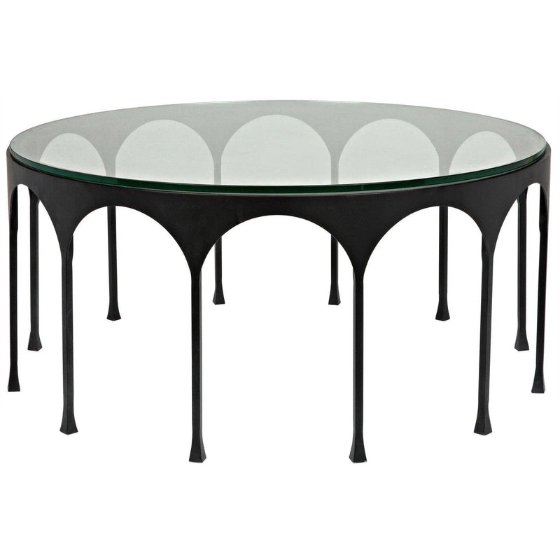 Achille Black Steel and Glass Round Coffee Table Coffee Tables LOOMLAN By Noir