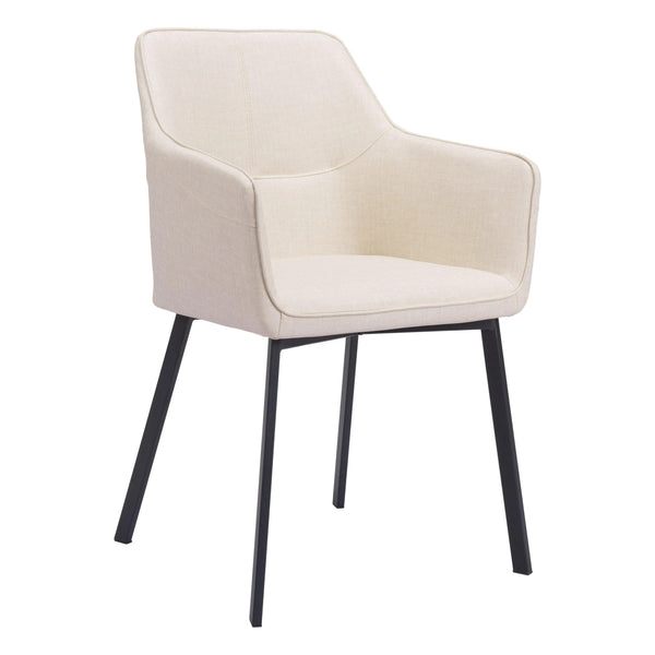 Adage Beige Dining Chair with Steel Frame Dining Chairs LOOMLAN By Zuo Modern
