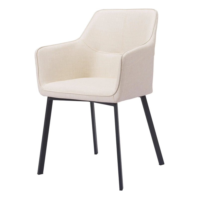 Adage Beige Dining Chair with Steel Frame Dining Chairs LOOMLAN By Zuo Modern