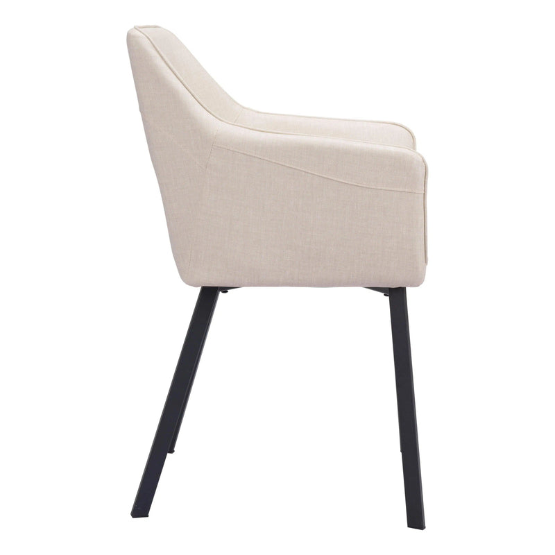 Adage Beige Dining Chair with Steel Frame Dining Chairs LOOMLAN By Zuo Modern