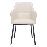 Adage Beige Dining Chair with Steel Frame Dining Chairs LOOMLAN By Zuo Modern