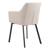 Adage Beige Dining Chair with Steel Frame Dining Chairs LOOMLAN By Zuo Modern