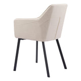 Adage Beige Dining Chair with Steel Frame Dining Chairs LOOMLAN By Zuo Modern