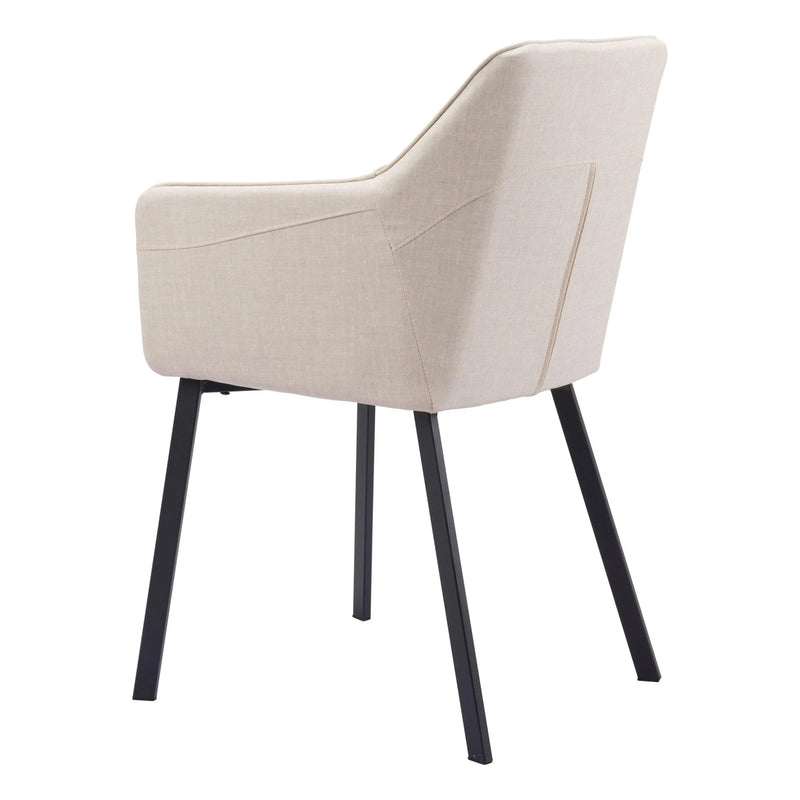 Adage Beige Dining Chair with Steel Frame Dining Chairs LOOMLAN By Zuo Modern