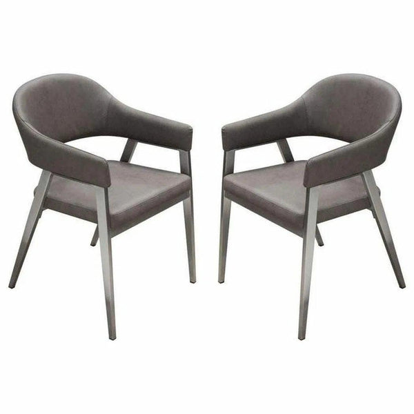 Adele Modern Dining Chairs Gray Leather Set of 2 Dining Chairs LOOMLAN By Diamond Sofa
