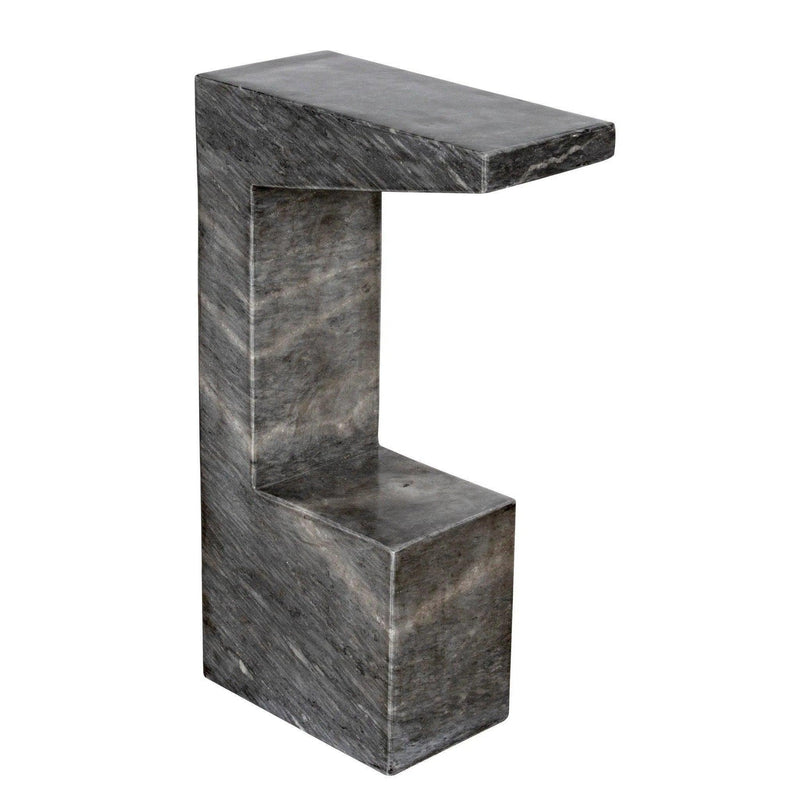 Aero Grey Marble Accent Side Table, B Side Tables LOOMLAN By Noir